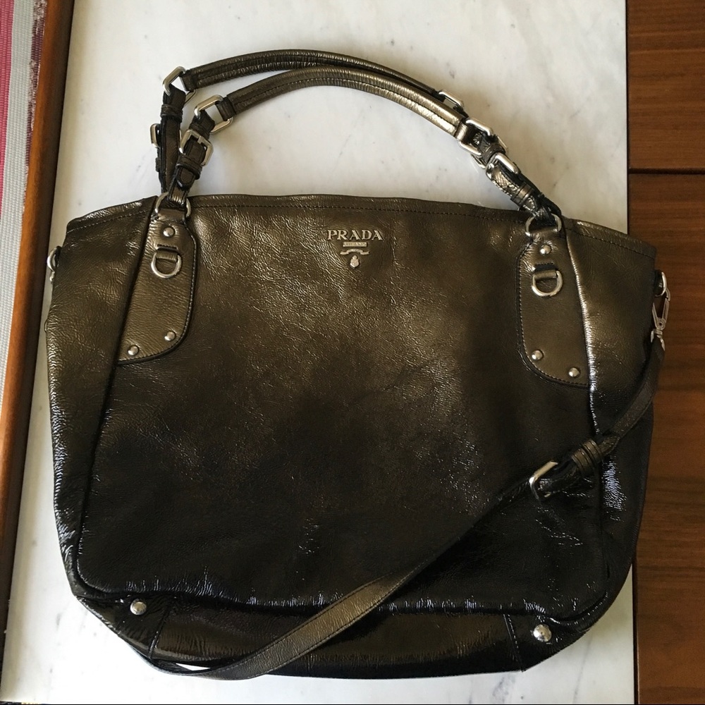 Prada Bronze/Brown Ombré Vernice Sfumato Tote Bag